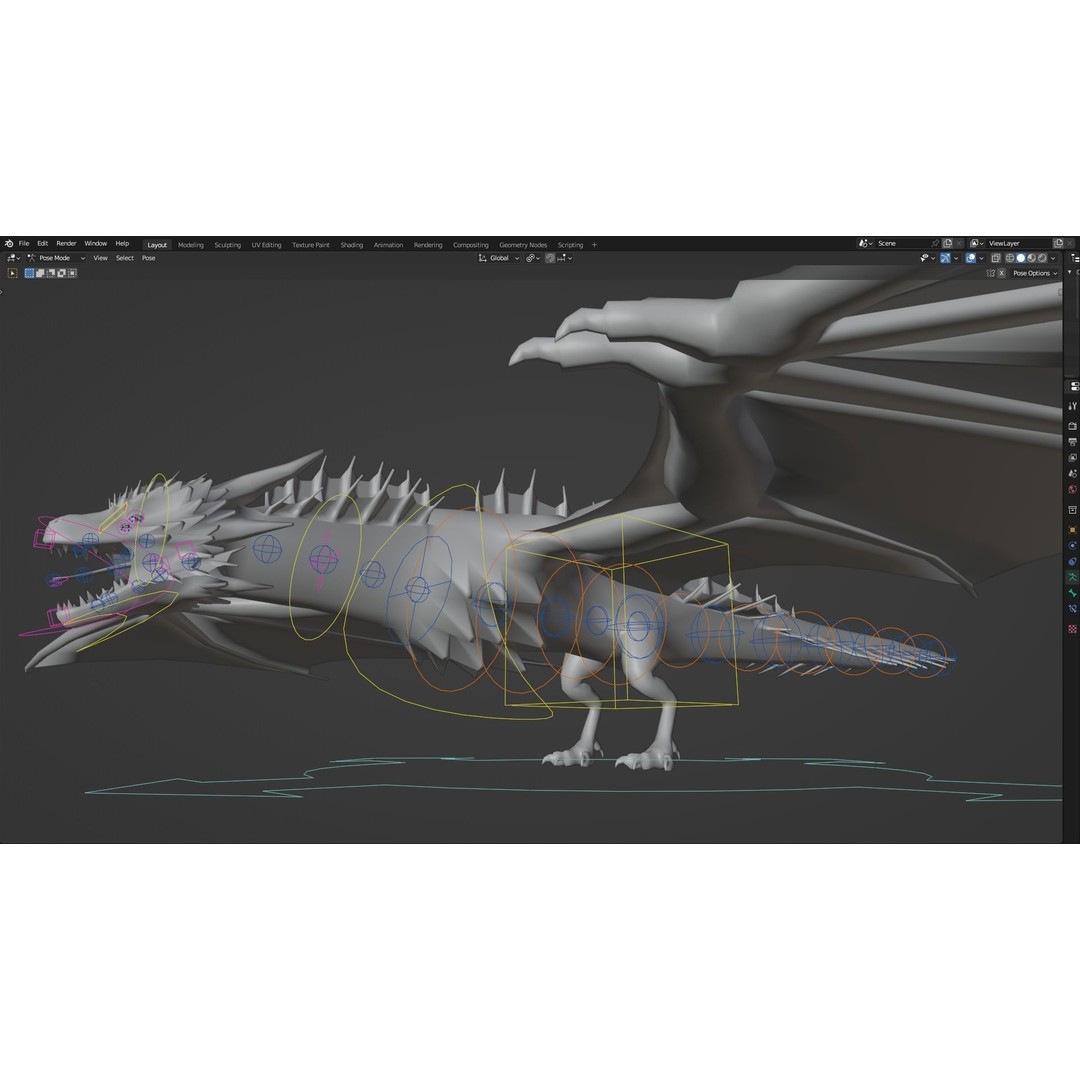 Wyvern Dragon 3D Model – Low Poly Animated Game Asset, Blender - View 108