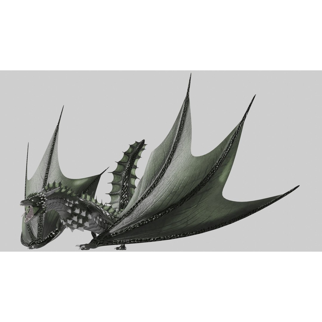 Wyvern Dragon 3D Model – Low Poly Animated Game Asset, Blender - View 11