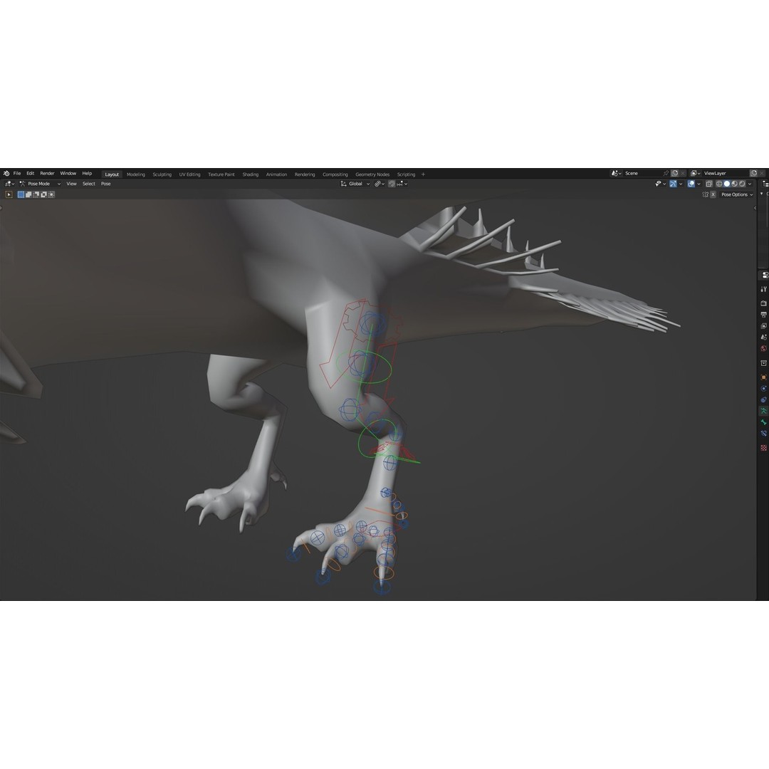 Wyvern Dragon 3D Model – Low Poly Animated Game Asset, Blender - View 110