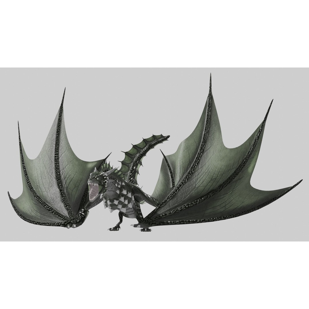 Wyvern Dragon 3D Model – Low Poly Animated Game Asset, Blender - View 12