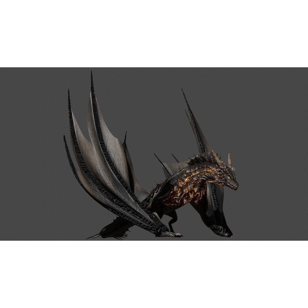 Wyvern Dragon 3D Model – Low Poly Animated Game Asset, Blender - View 17