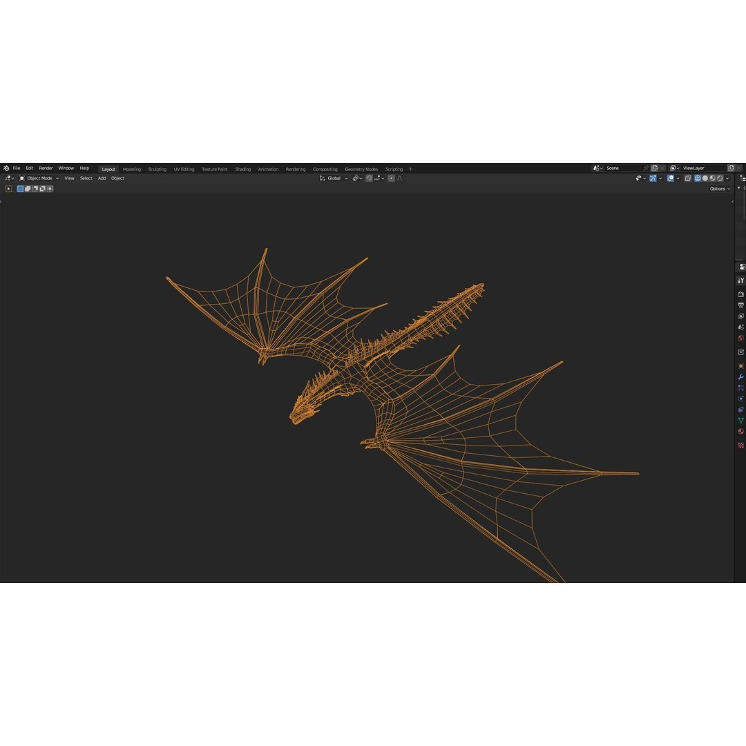 Wyvern Dragon 3D Model – Low Poly Animated Game Asset, Blender - View 32