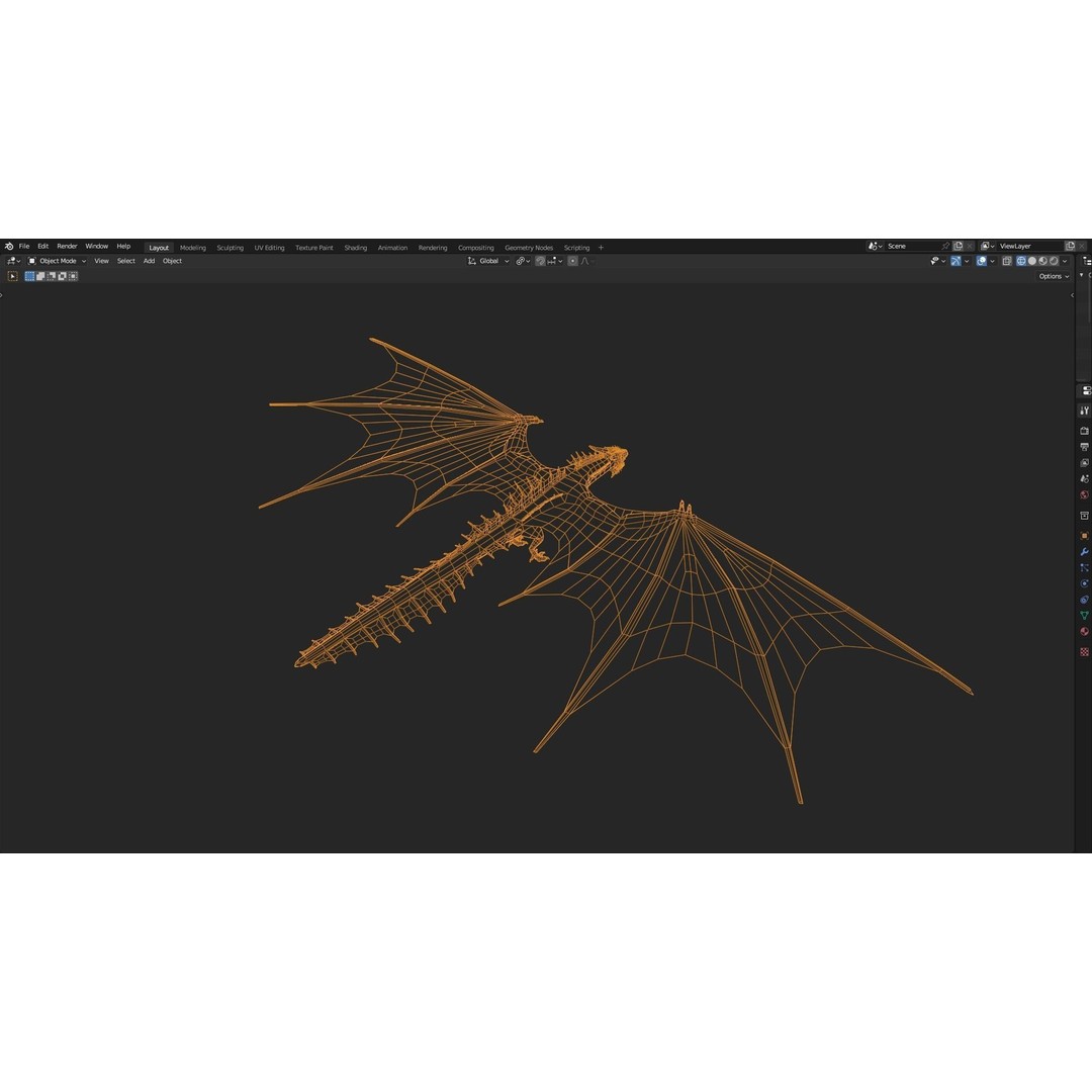 Wyvern Dragon 3D Model – Low Poly Animated Game Asset, Blender - View 36