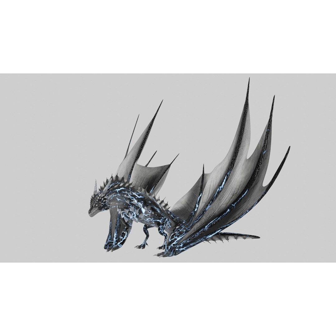 Wyvern Dragon 3D Model – Low Poly Animated Game Asset, Blender - View 4