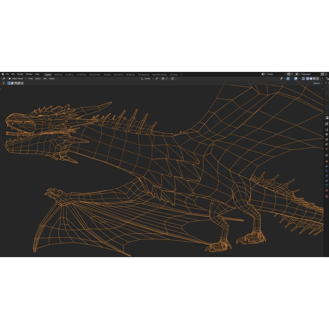 Wyvern Dragon 3D Model – Low Poly Animated Game Asset, Blender - View 40