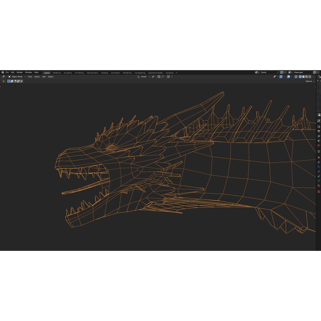 Wyvern Dragon 3D Model – Low Poly Animated Game Asset, Blender - View 41