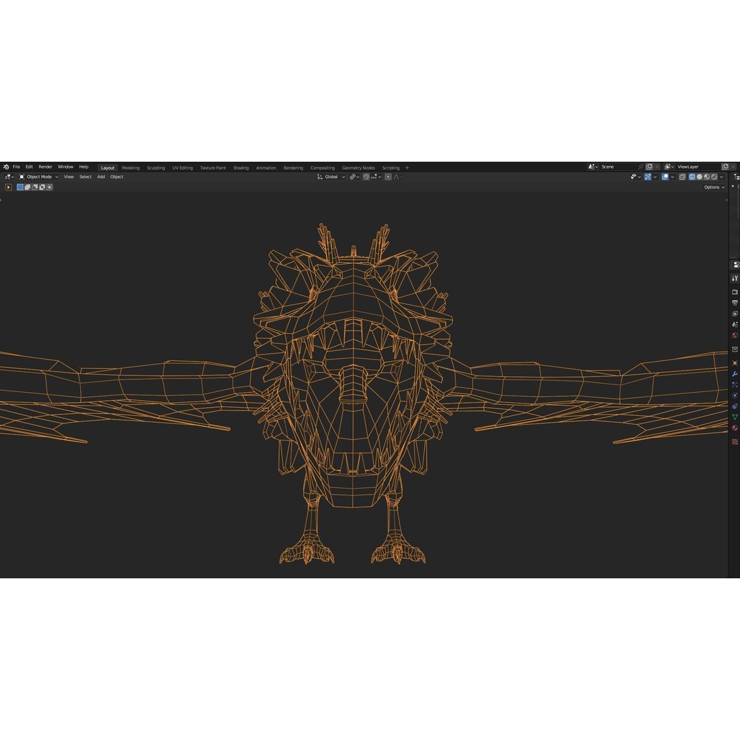 Wyvern Dragon 3D Model – Low Poly Animated Game Asset, Blender - View 42