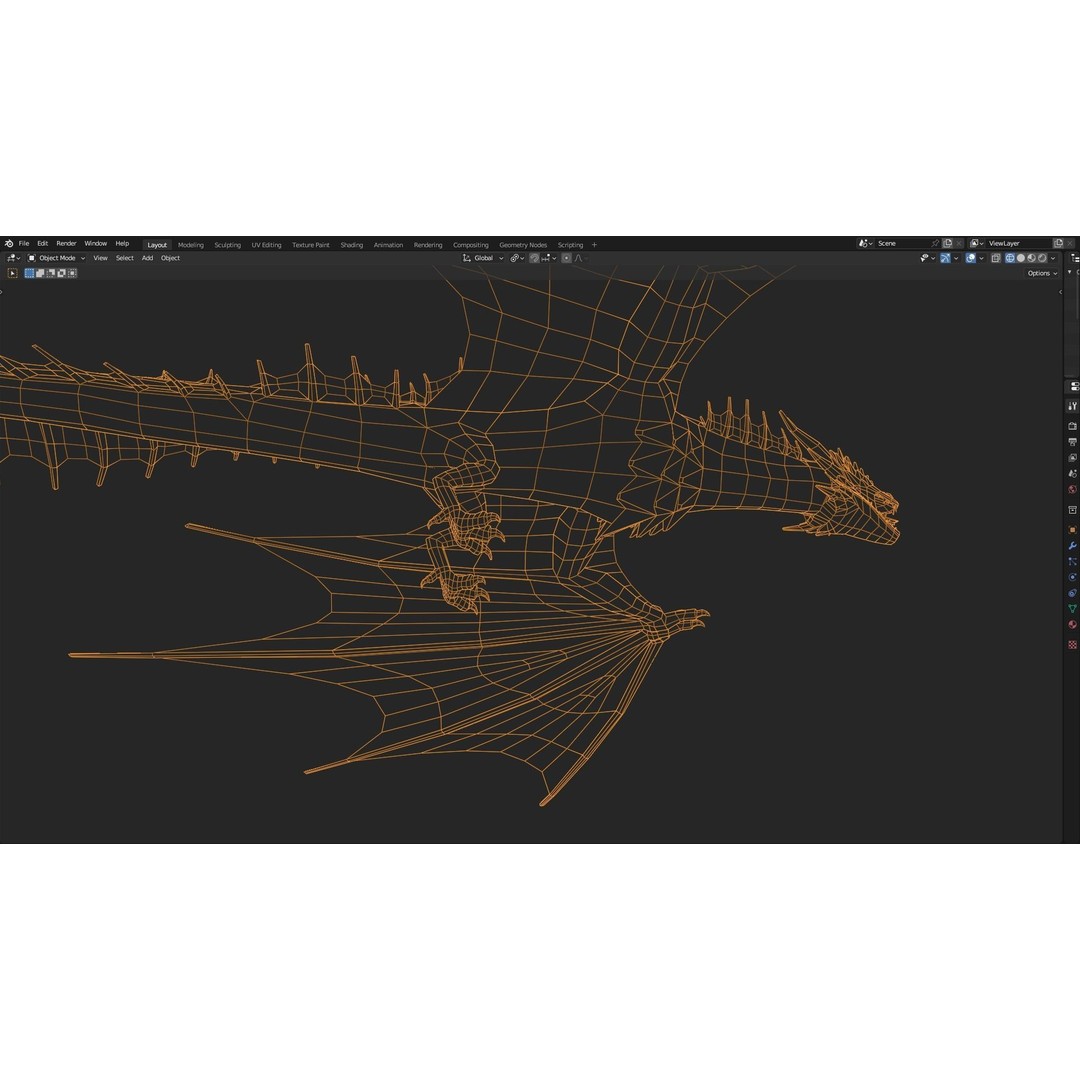 Wyvern Dragon 3D Model – Low Poly Animated Game Asset, Blender - View 43