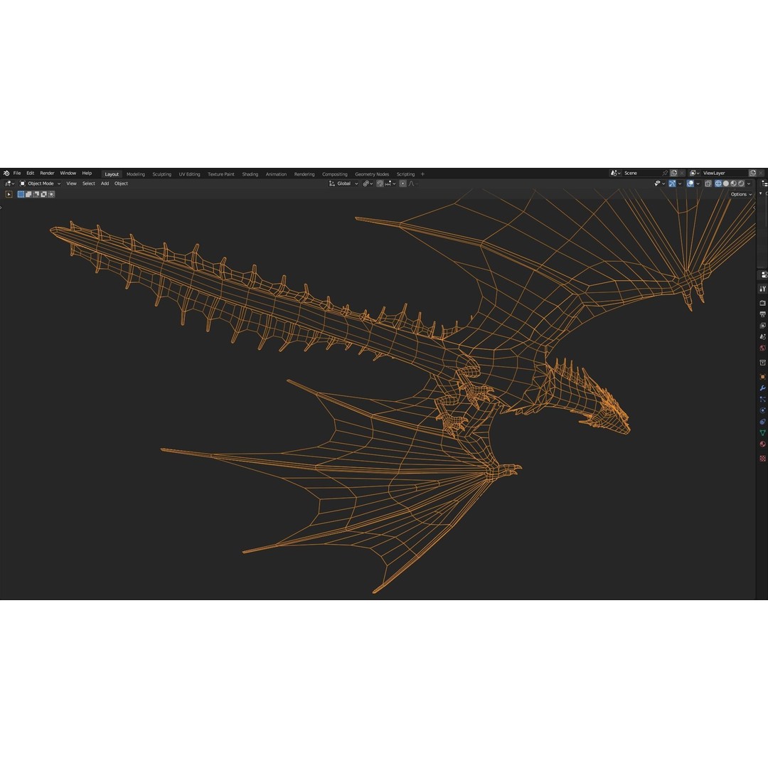 Wyvern Dragon 3D Model – Low Poly Animated Game Asset, Blender - View 44