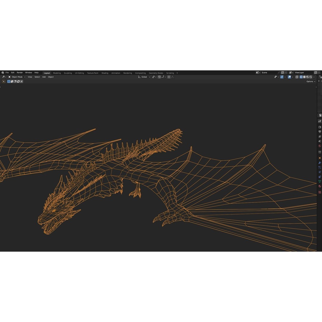 Wyvern Dragon 3D Model – Low Poly Animated Game Asset, Blender - View 45