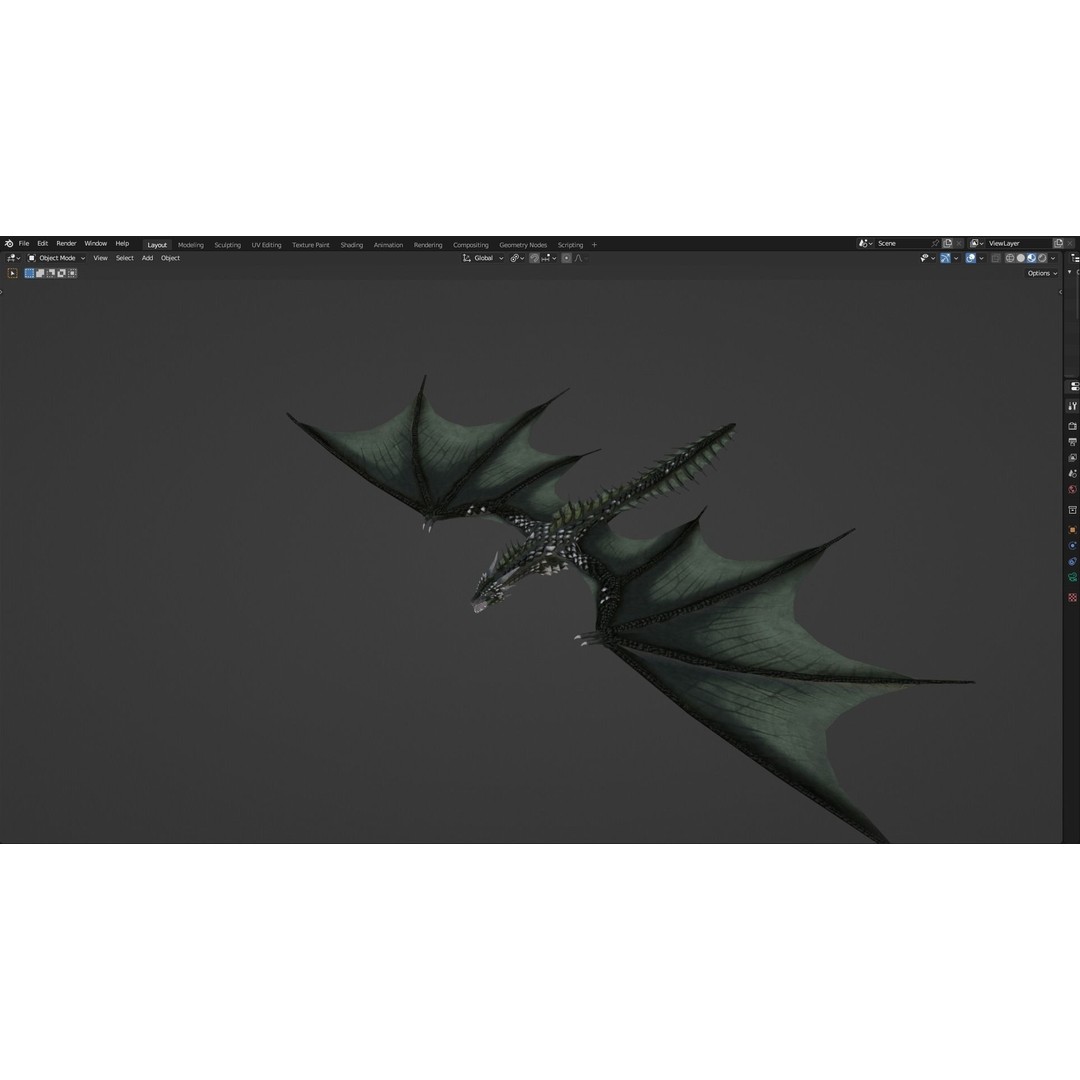 Wyvern Dragon 3D Model – Low Poly Animated Game Asset, Blender - View 55