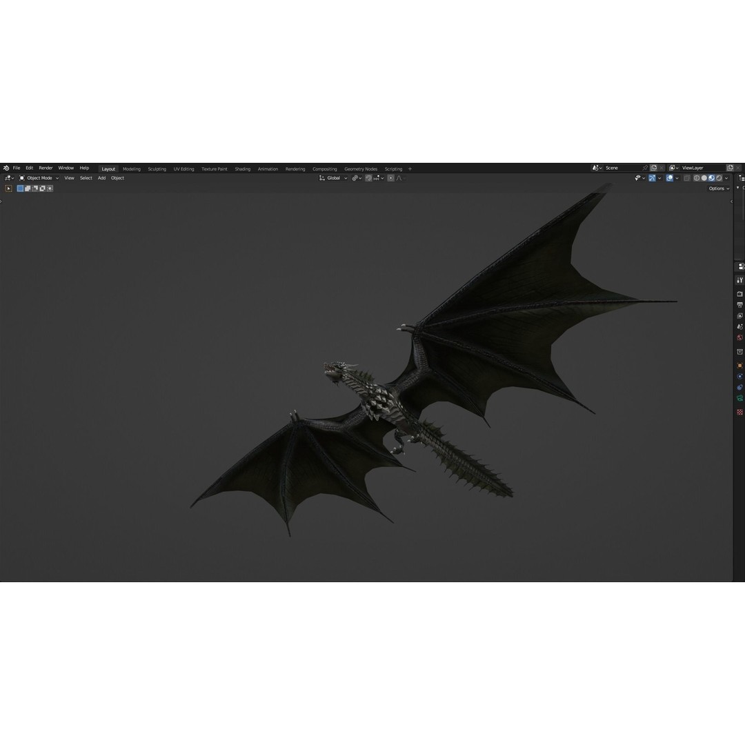 Wyvern Dragon 3D Model – Low Poly Animated Game Asset, Blender - View 63