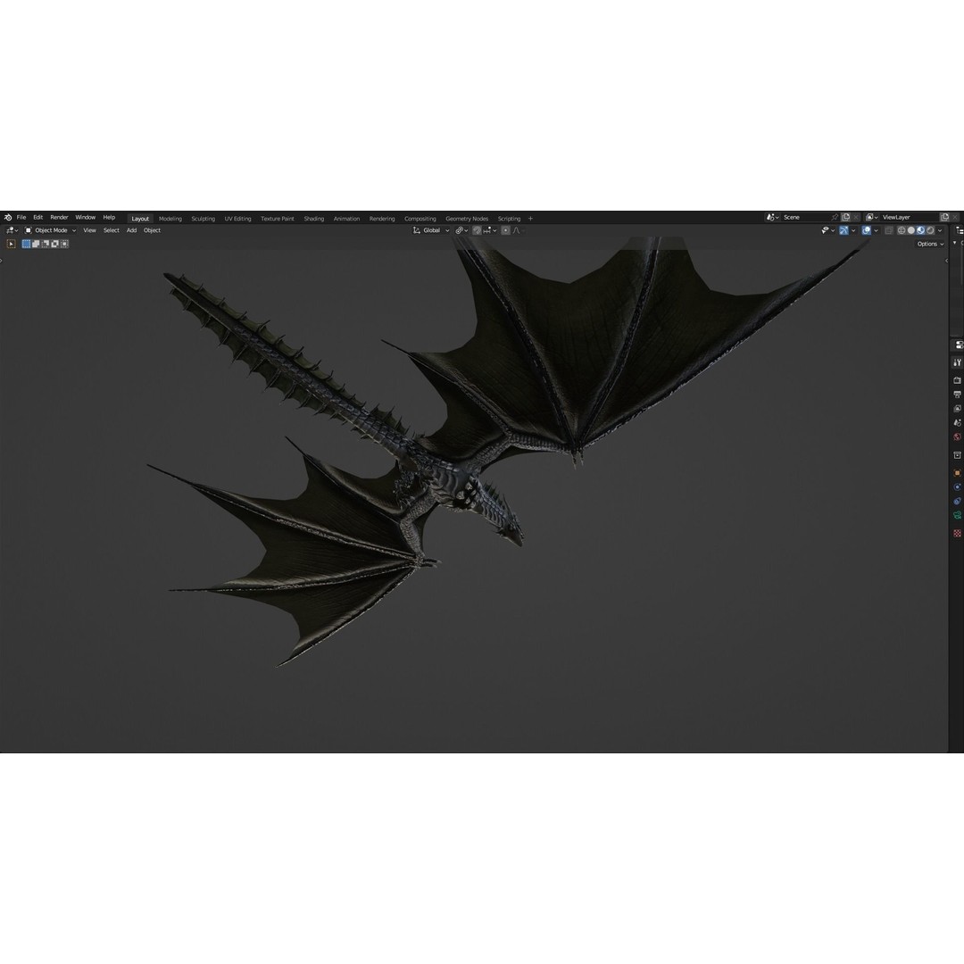 Wyvern Dragon 3D Model – Low Poly Animated Game Asset, Blender - View 67