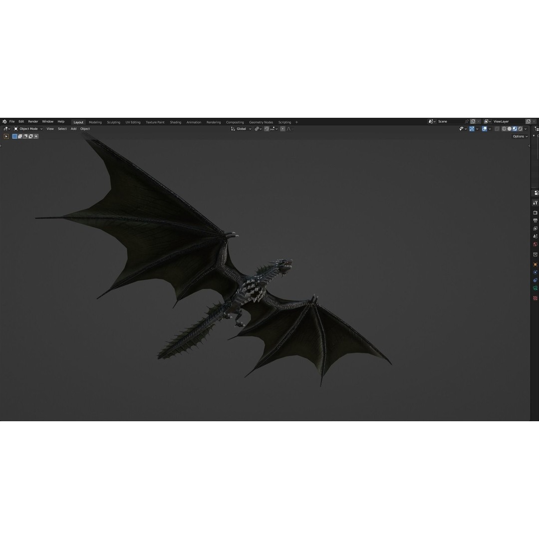 Wyvern Dragon 3D Model – Low Poly Animated Game Asset, Blender - View 69