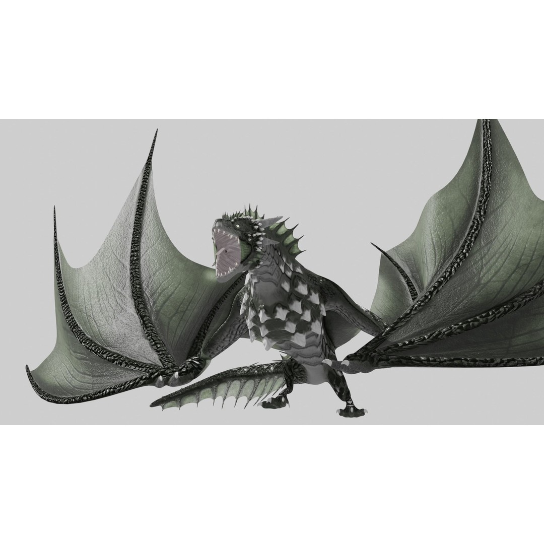 Wyvern Dragon 3D Model – Low Poly Animated Game Asset, Blender - View 8