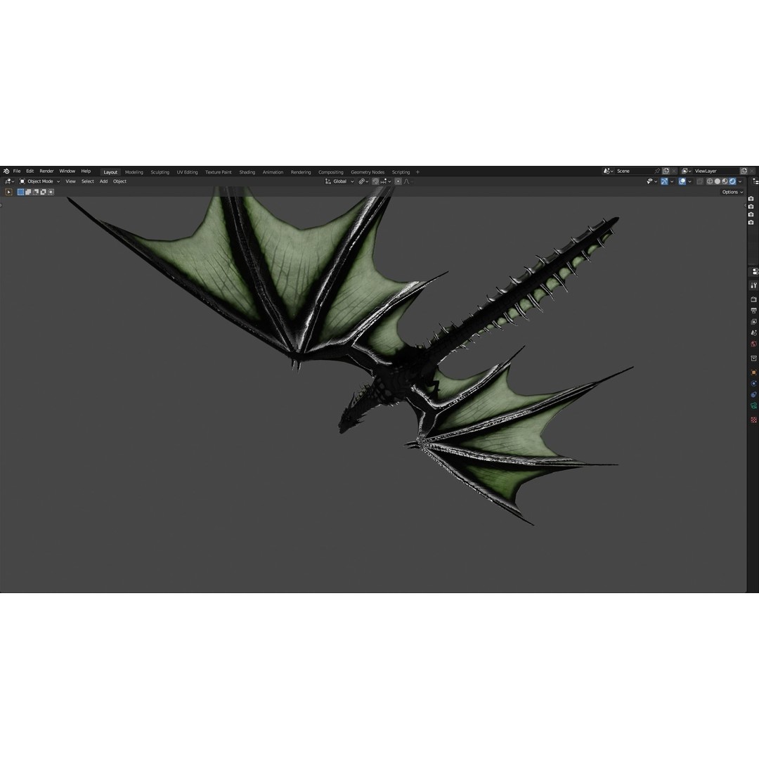 Wyvern Dragon 3D Model – Low Poly Animated Game Asset, Blender - View 89