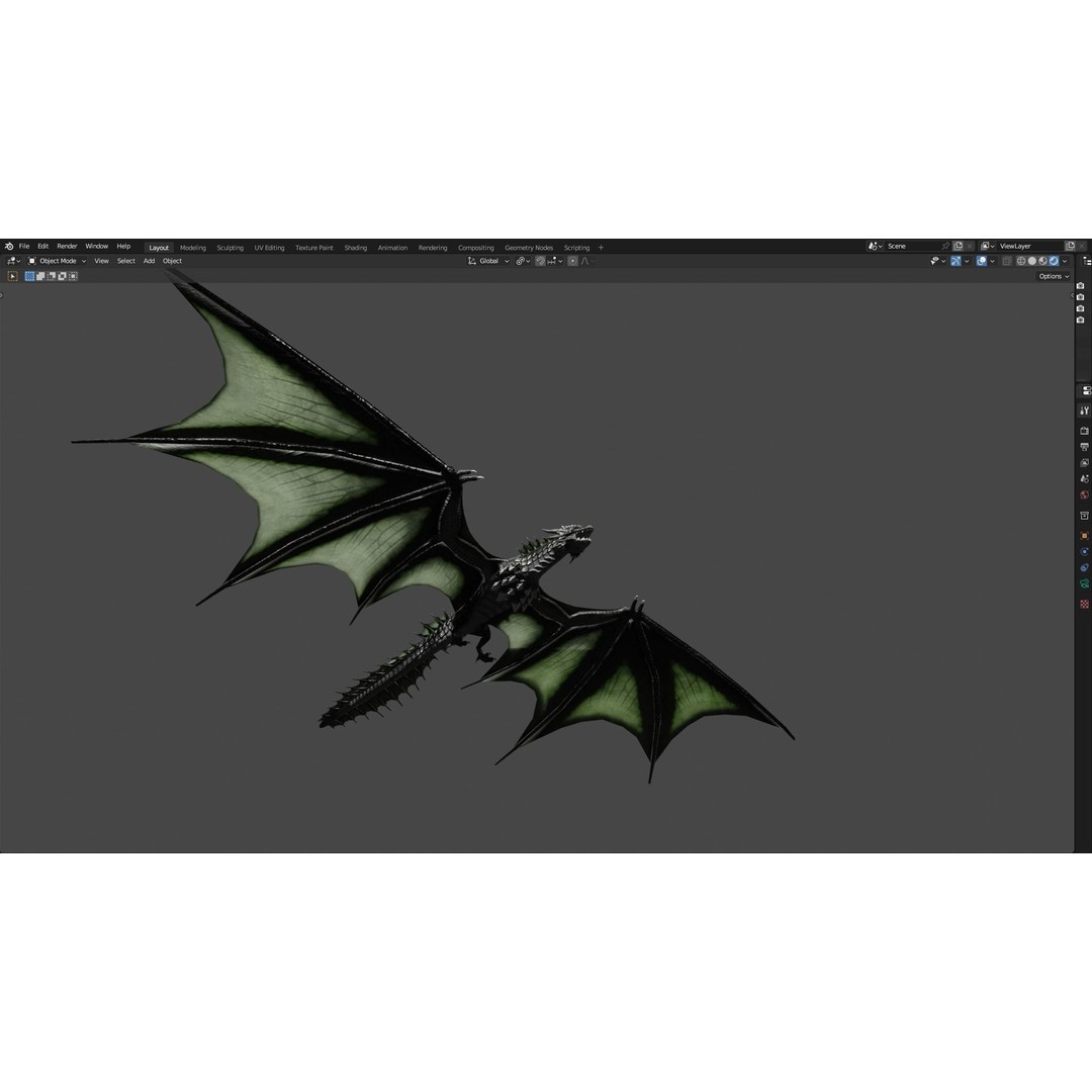 Wyvern Dragon 3D Model – Low Poly Animated Game Asset, Blender - View 93
