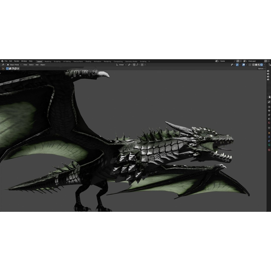 Wyvern Dragon 3D Model – Low Poly Animated Game Asset, Blender - View 94