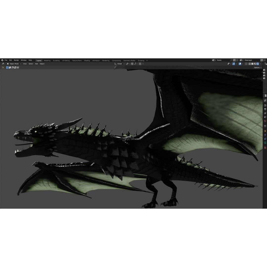 Wyvern Dragon 3D Model – Low Poly Animated Game Asset, Blender - View 95
