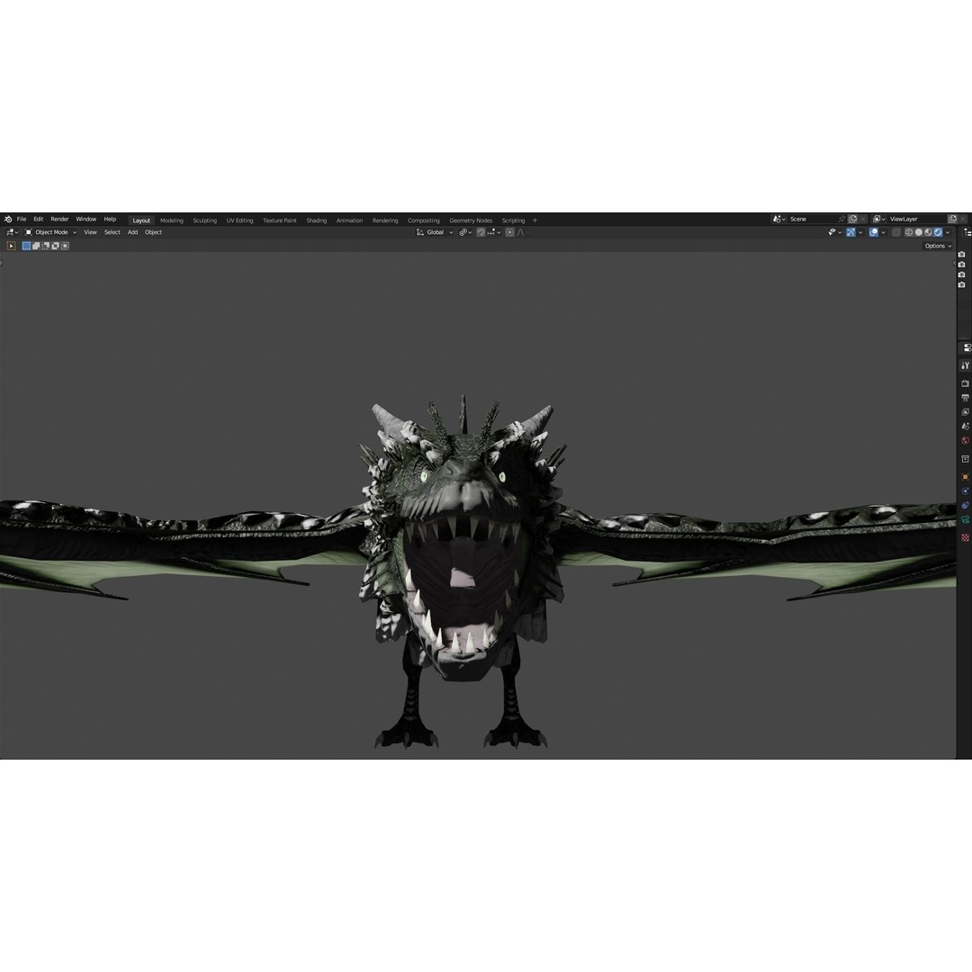 Wyvern Dragon 3D Model – Low Poly Animated Game Asset, Blender - View 96