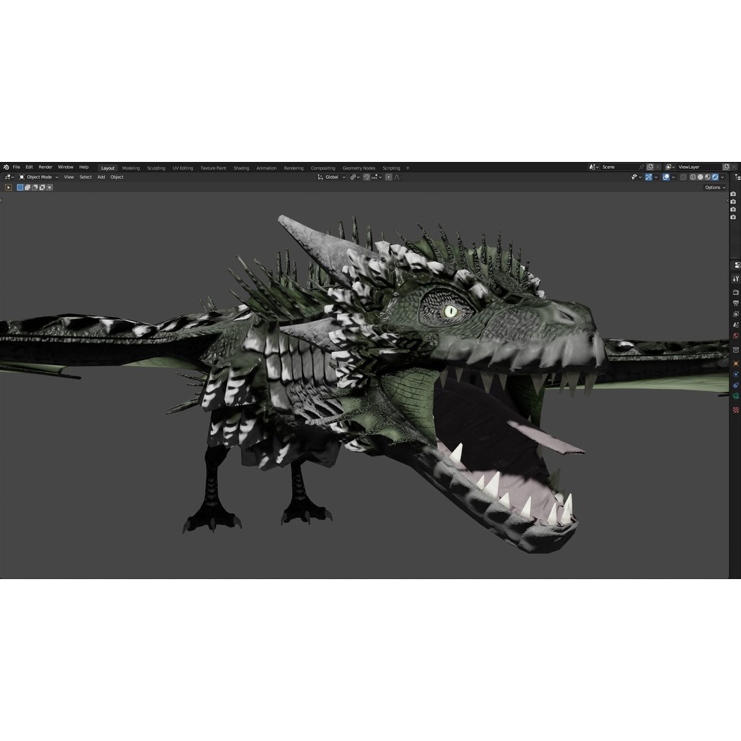 Wyvern Dragon 3D Model – Low Poly Animated Game Asset, Blender - View 97