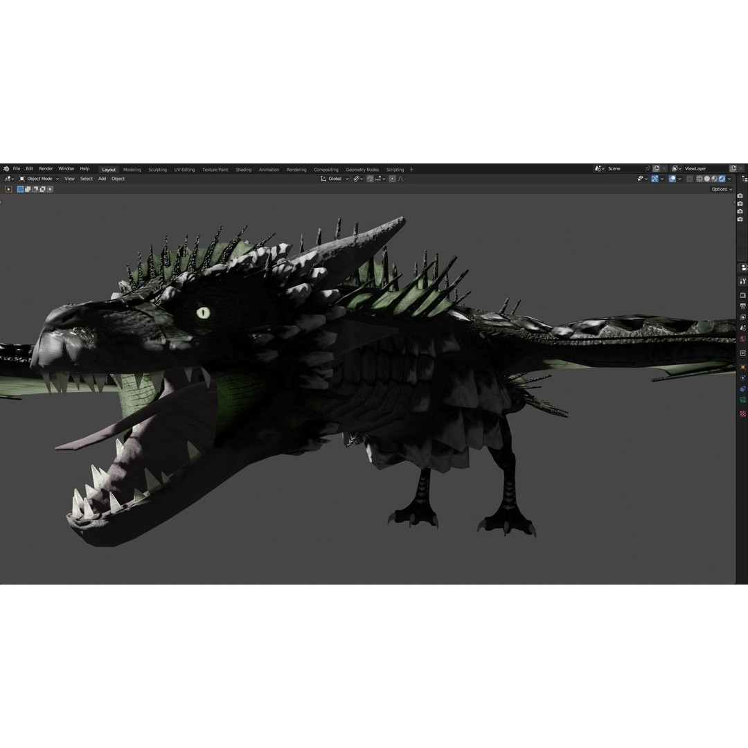 Wyvern Dragon 3D Model – Low Poly Animated Game Asset, Blender - View 98