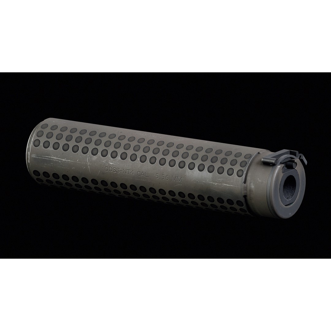 QDSS NT4 Suppressor 3D Model – Low Poly Game Asset, FBX - View 3