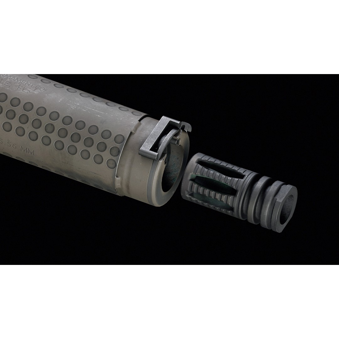 QDSS NT4 Suppressor 3D Model – Low Poly Game Asset, FBX - View 7