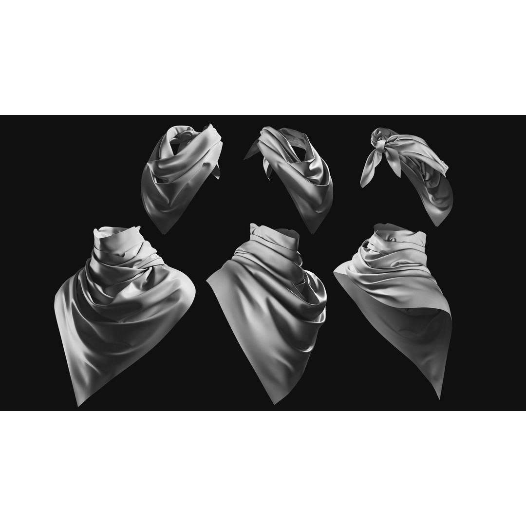 Basemesh Mask Bandama 3D Model – High Poly Headwear Collection, FBX - View 10