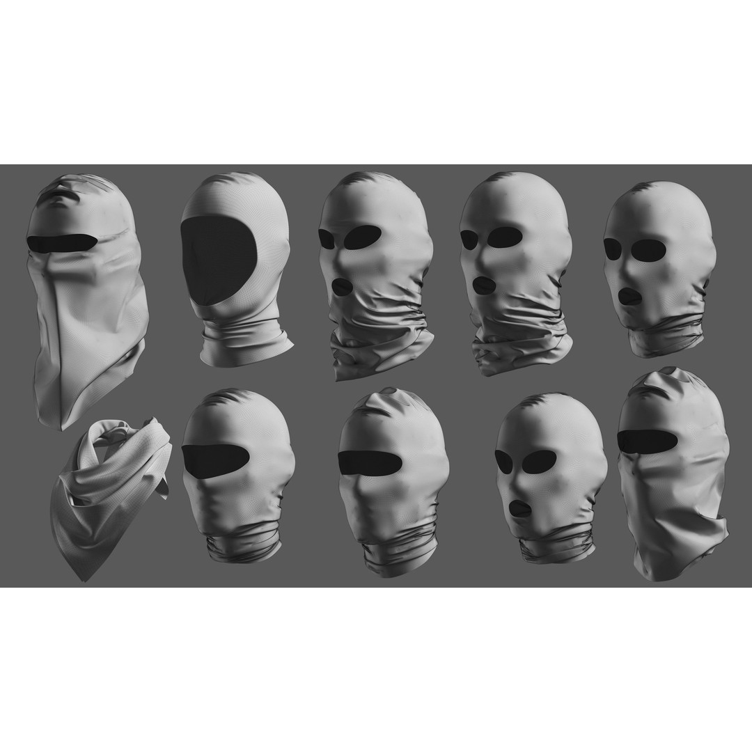 Basemesh Mask Bandama 3D Model – High Poly Headwear Collection, FBX - View 11