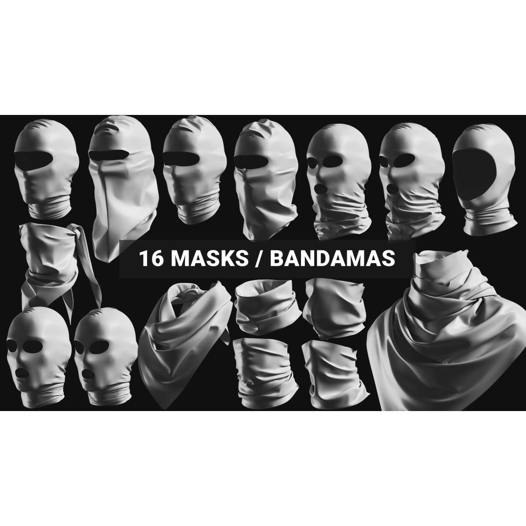 Basemesh Mask Bandama 3D Model – High Poly Headwear Collection, FBX - View 2