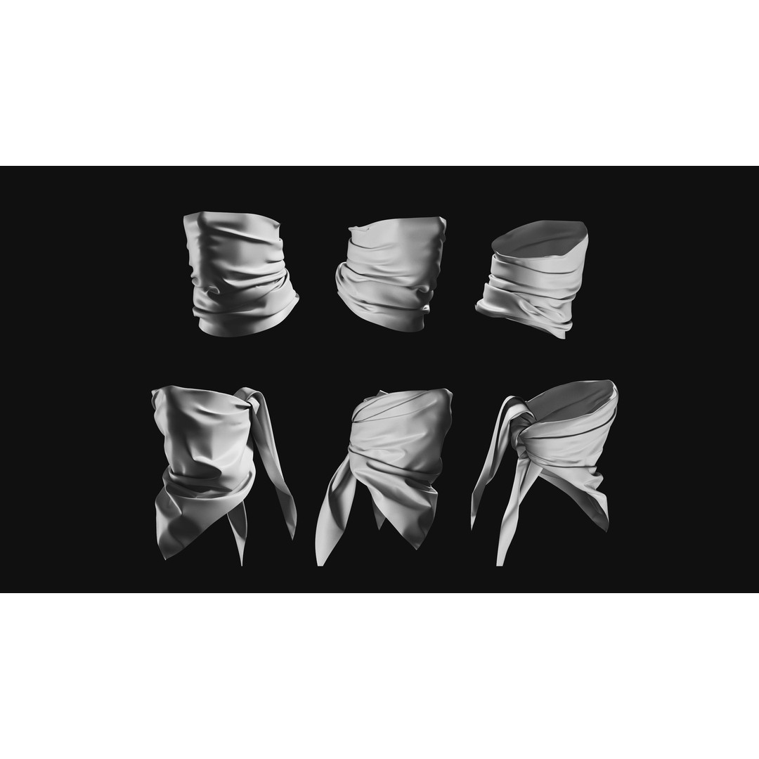 Basemesh Mask Bandama 3D Model – High Poly Headwear Collection, FBX - View 3