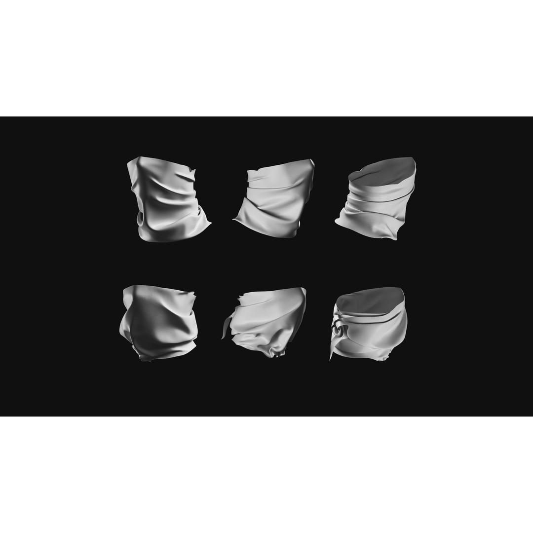 Basemesh Mask Bandama 3D Model – High Poly Headwear Collection, FBX - View 4