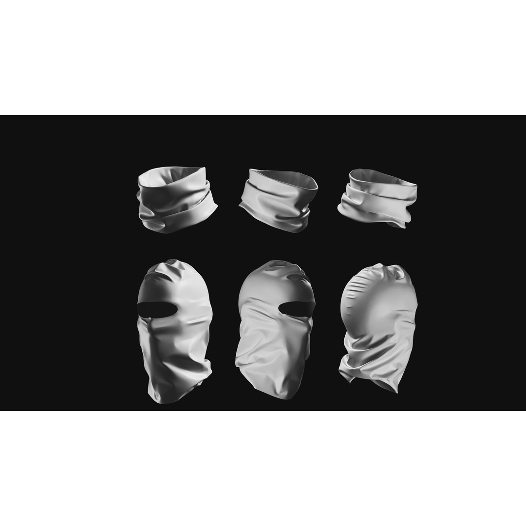 Basemesh Mask Bandama 3D Model – High Poly Headwear Collection, FBX - View 5