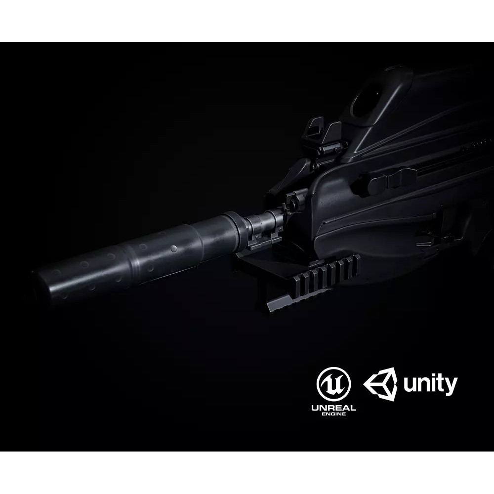 FN F2000 3D Model – Low Poly Game-Ready Rifle with PBR Textures - View 2