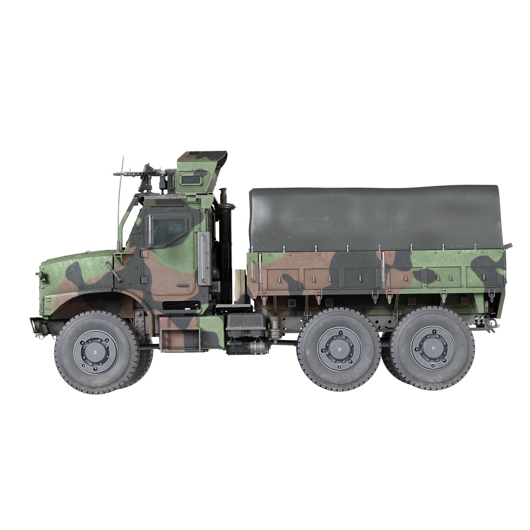 Oshkosh MTVR Amk23 3D Model – Low Poly Military Vehicle, Game Ready - View 10