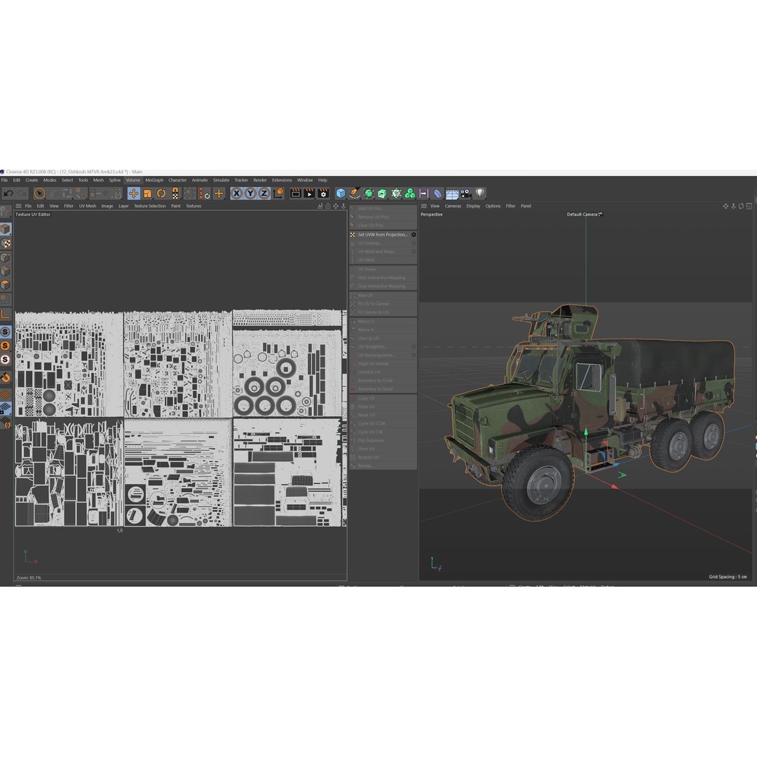 Oshkosh MTVR Amk23 3D Model – Low Poly Military Vehicle, Game Ready - View 11