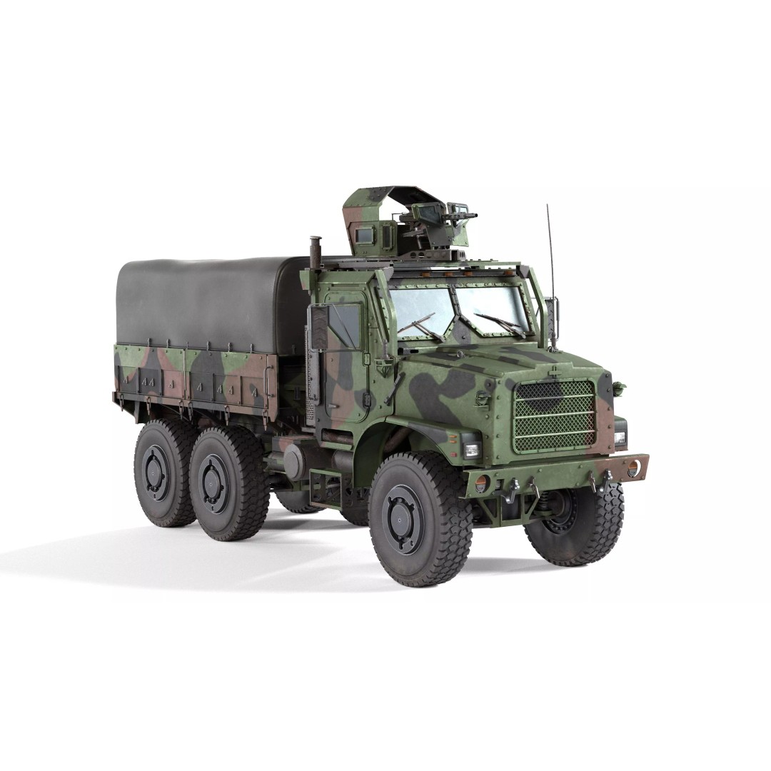 Oshkosh MTVR Amk23 3D Model – Low Poly Military Vehicle, Game Ready - View 2