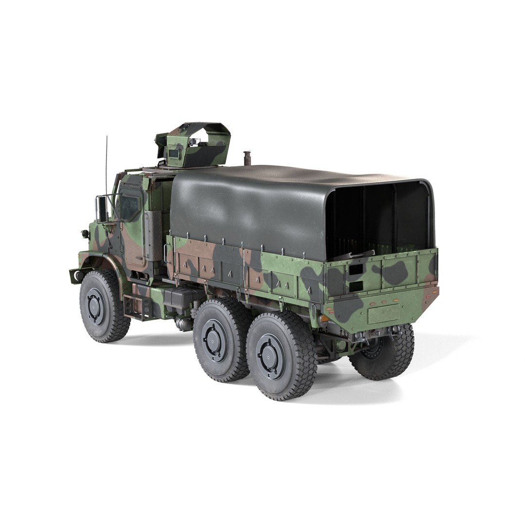 Oshkosh MTVR Amk23 3D Model – Low Poly Military Vehicle, Game Ready - View 3