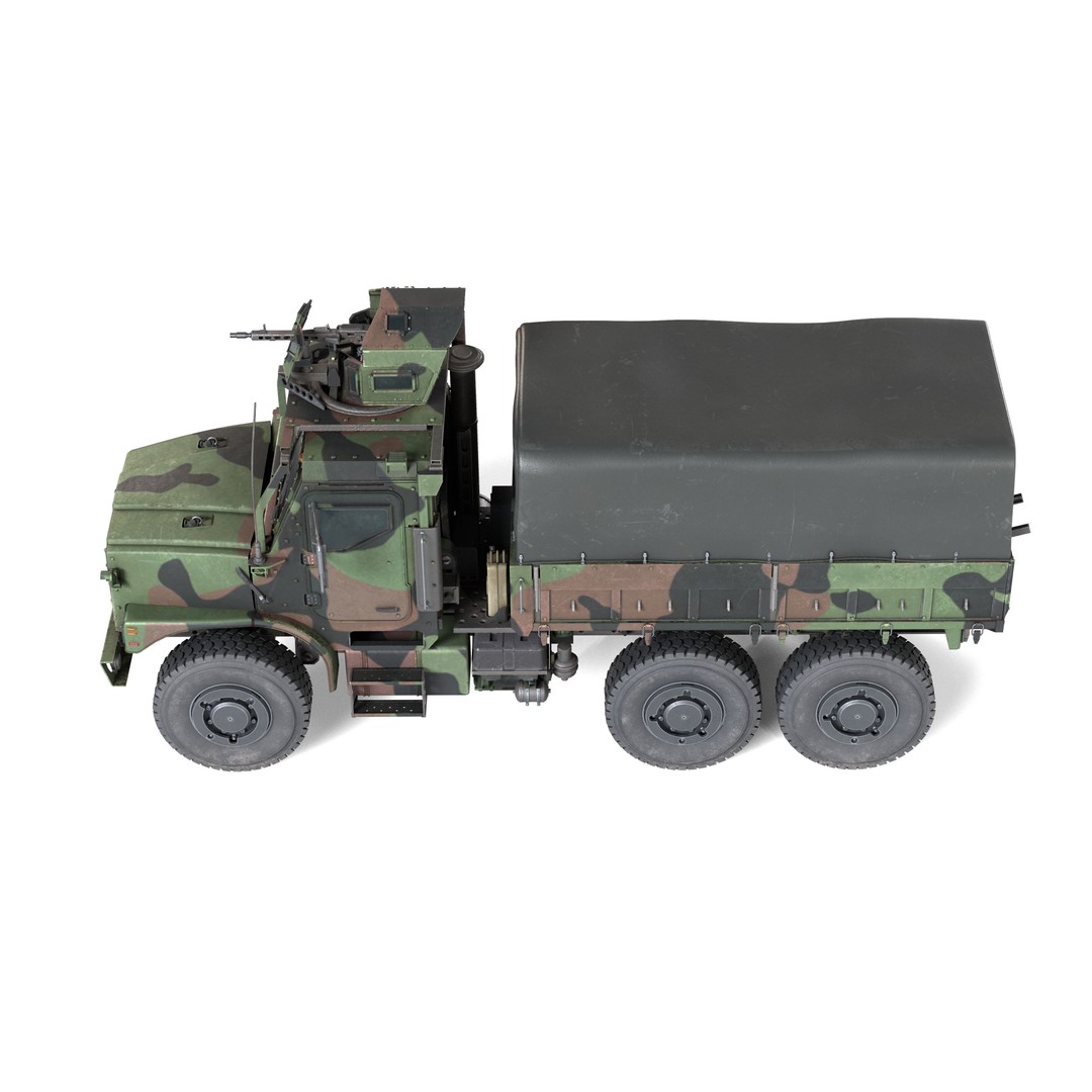 Oshkosh MTVR Amk23 3D Model – Low Poly Military Vehicle, Game Ready - View 4
