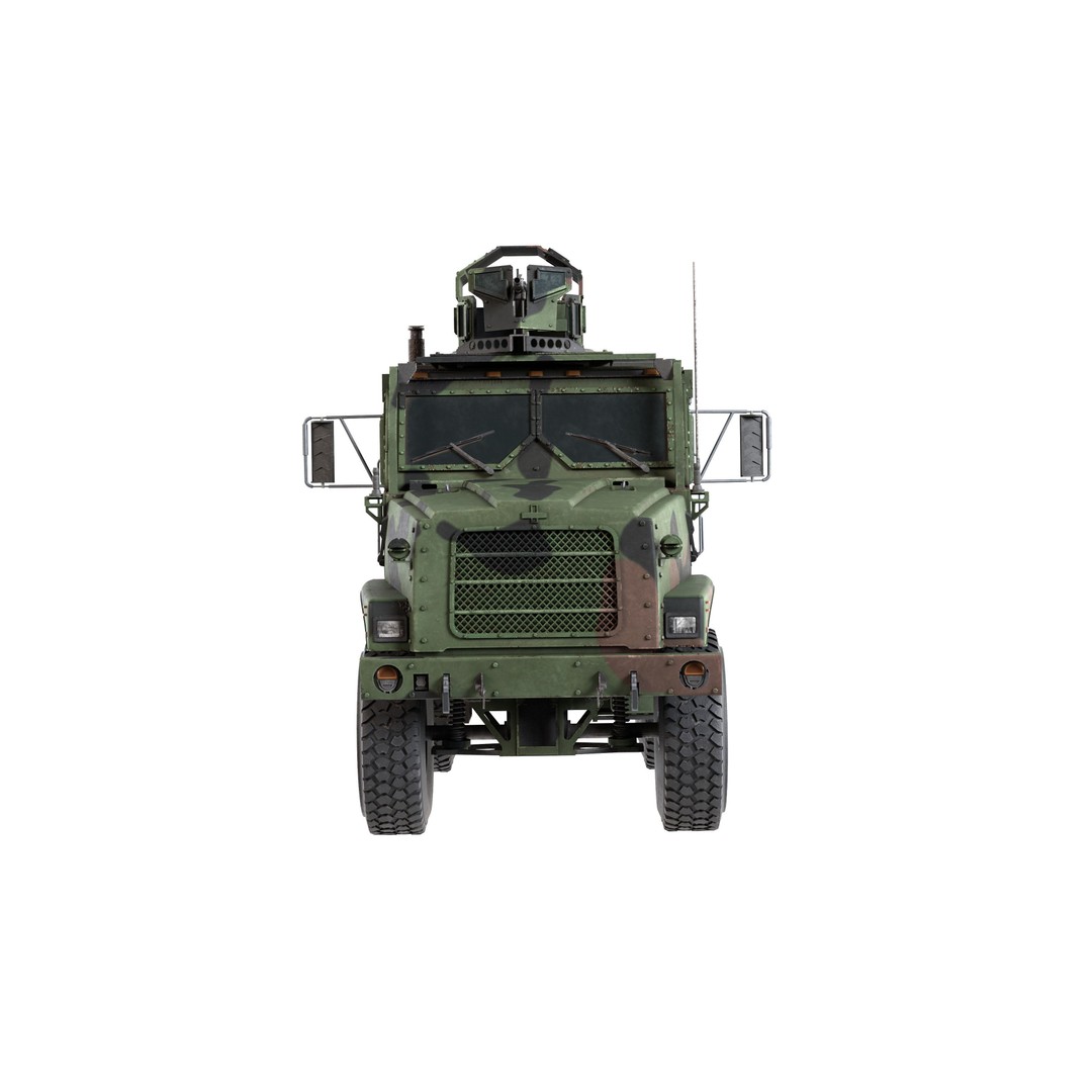 Oshkosh MTVR Amk23 3D Model – Low Poly Military Vehicle, Game Ready - View 5