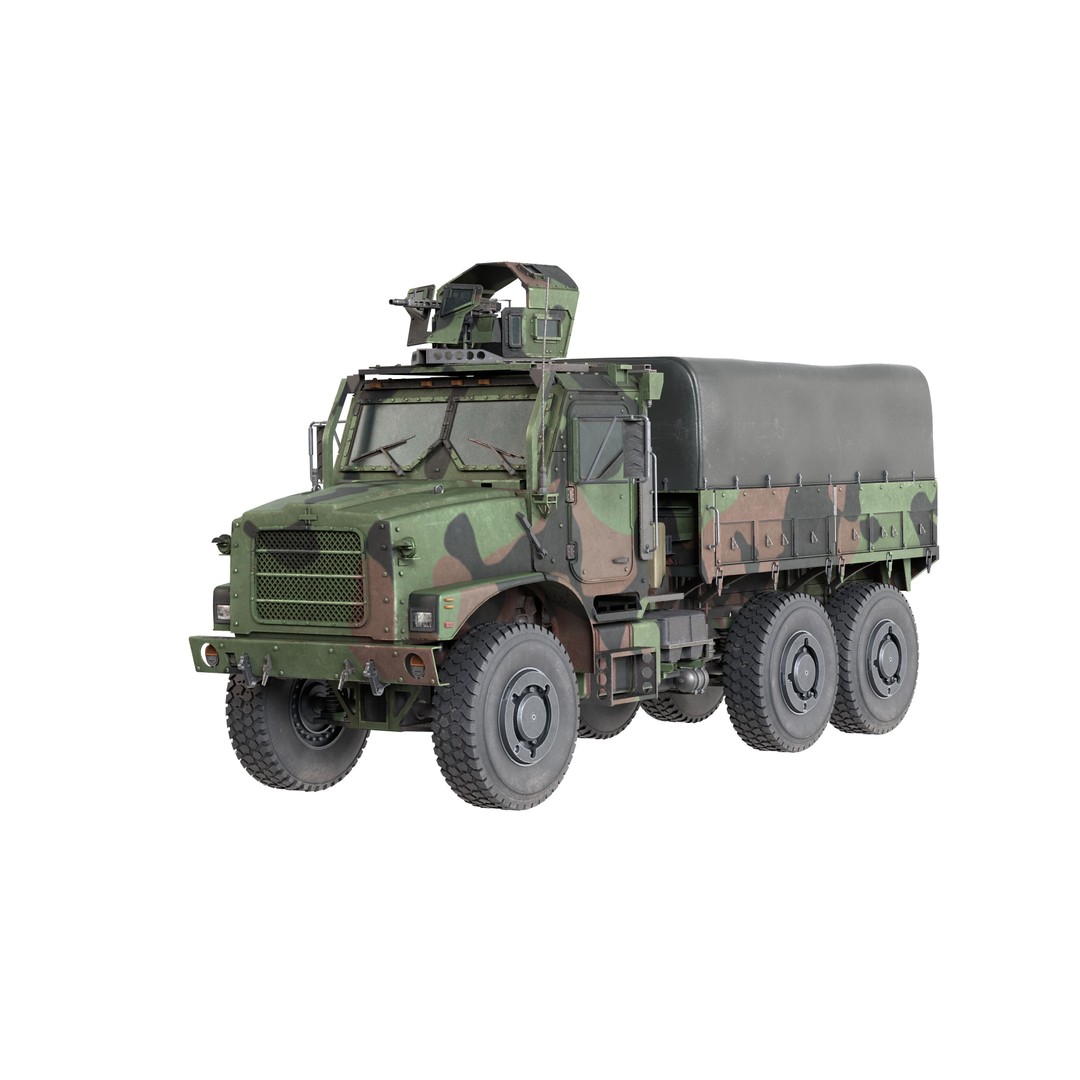 Oshkosh MTVR Amk23 3D Model – Low Poly Military Vehicle, Game Ready - View 7