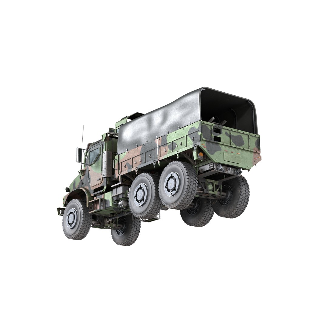 Oshkosh MTVR Amk23 3D Model – Low Poly Military Vehicle, Game Ready - View 9