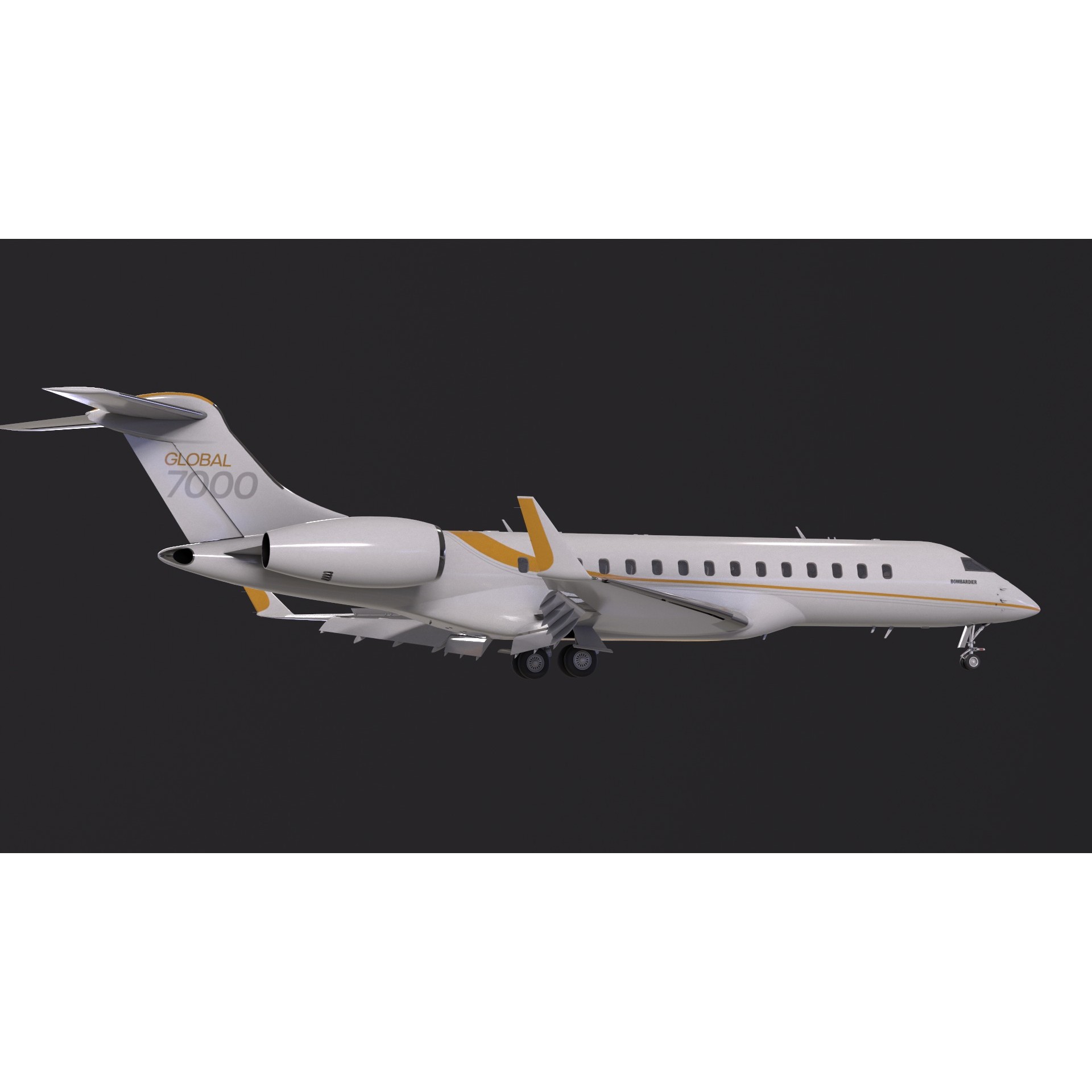 Bombardier Global 7000 - Low-Poly Game-Ready 3D Model - View 10