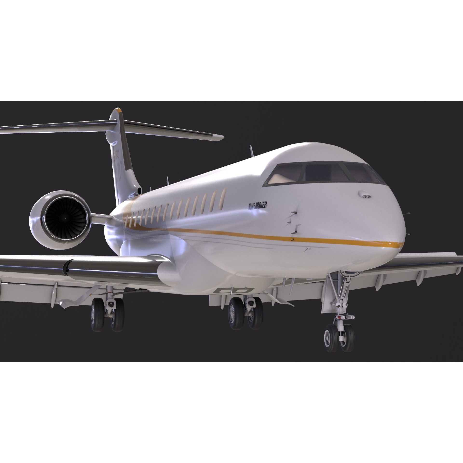 Bombardier Global 7000 - Low-Poly Game-Ready 3D Model - View 12