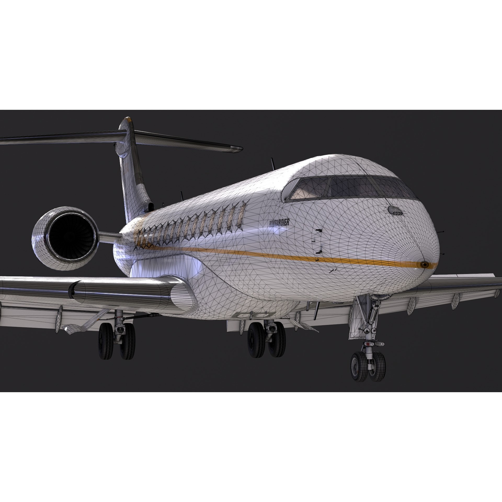 Bombardier Global 7000 - Low-Poly Game-Ready 3D Model - View 13