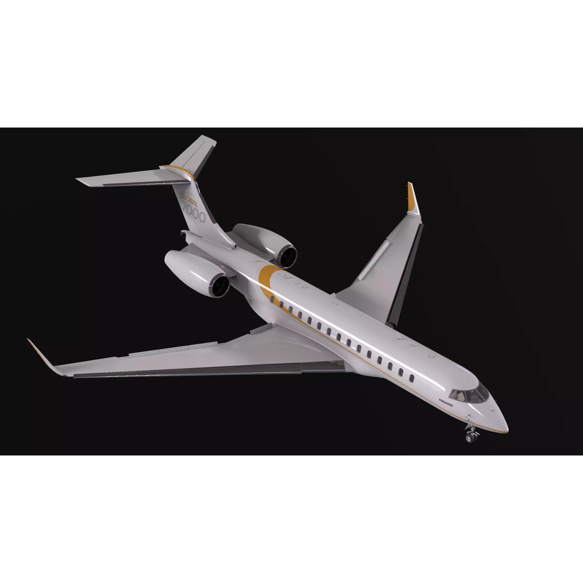 Bombardier Global 7000 - Low-Poly Game-Ready 3D Model - View 2