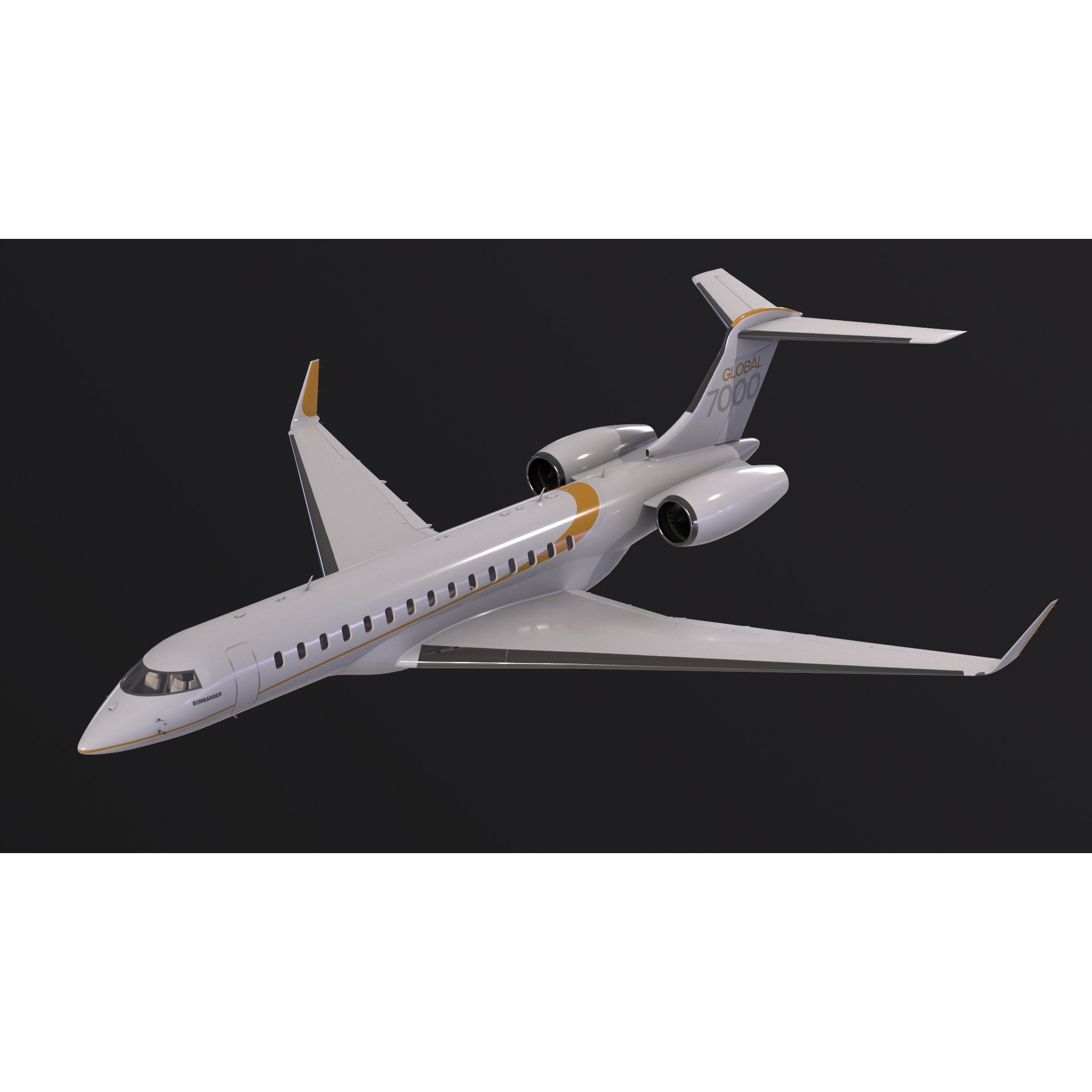 Bombardier Global 7000 - Low-Poly Game-Ready 3D Model - View 4