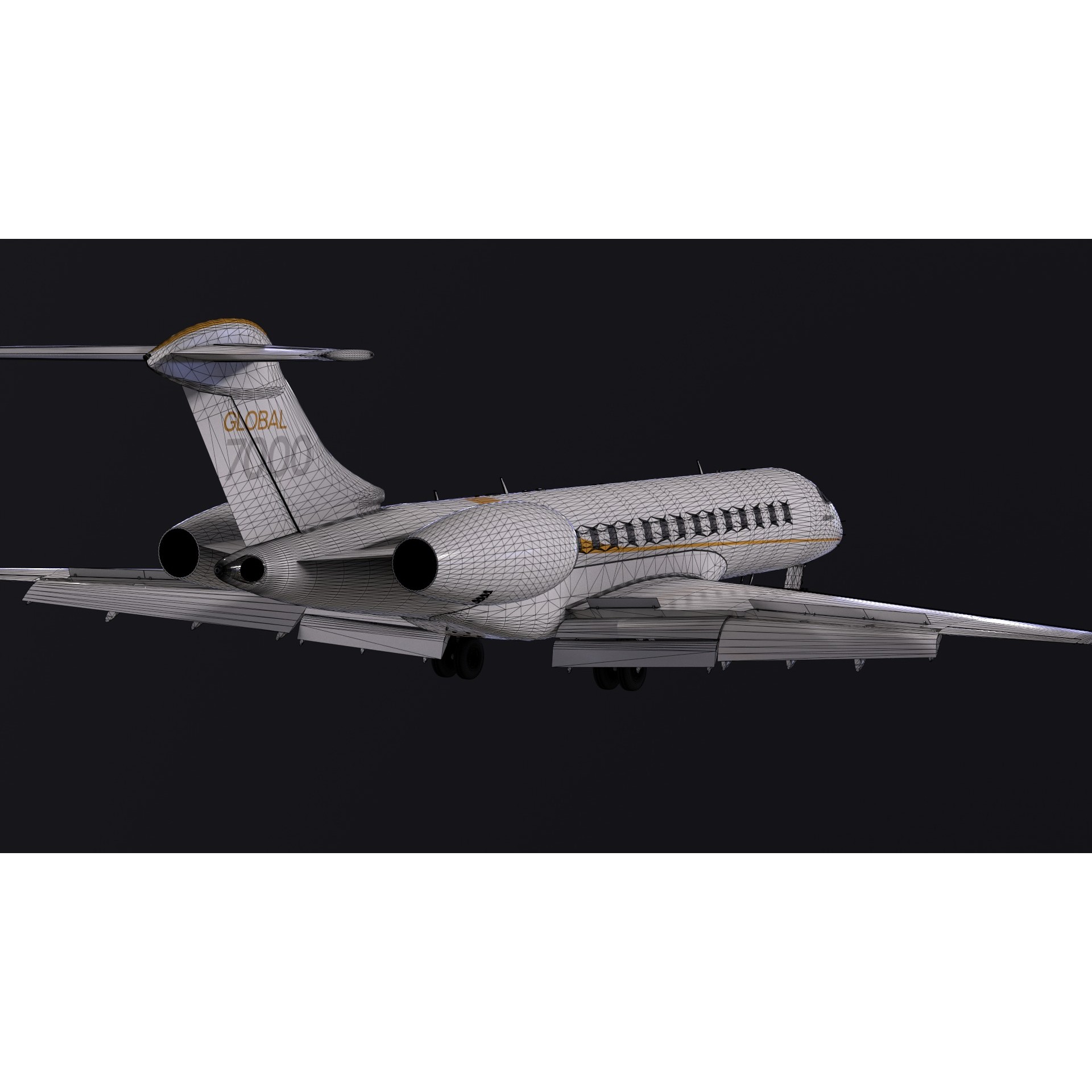 Bombardier Global 7000 - Low-Poly Game-Ready 3D Model - View 8