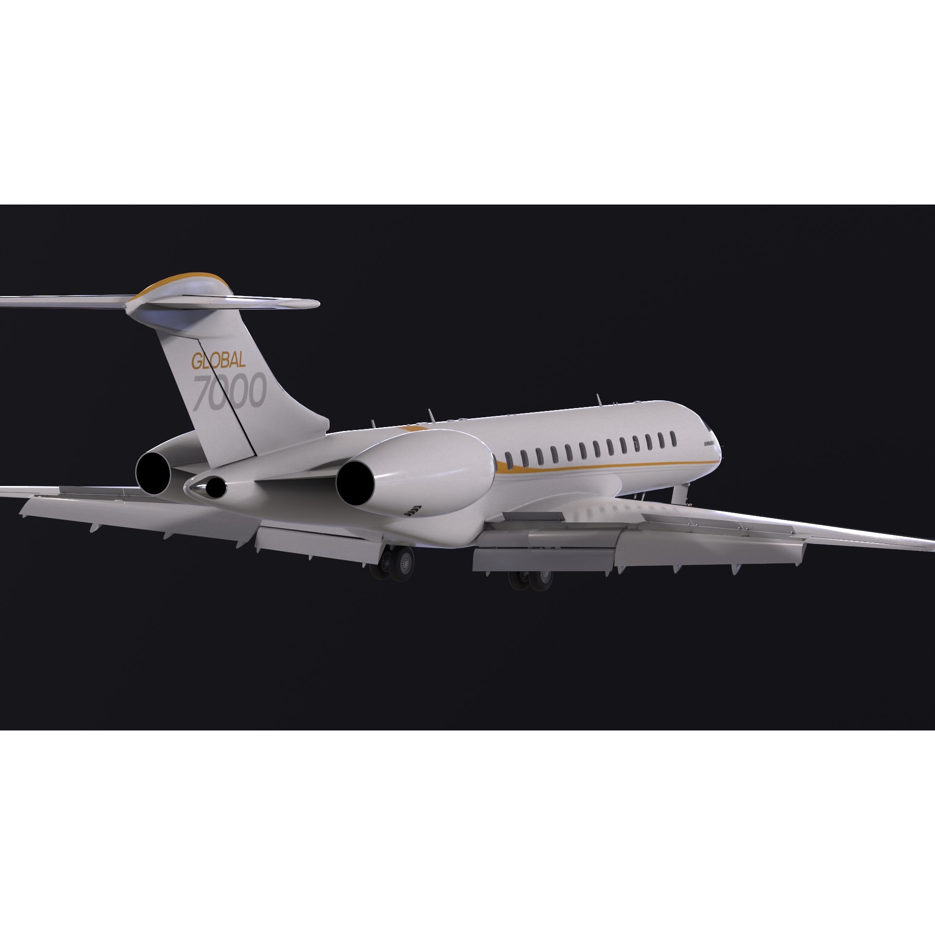 Bombardier Global 7000 - Low-Poly Game-Ready 3D Model - View 9